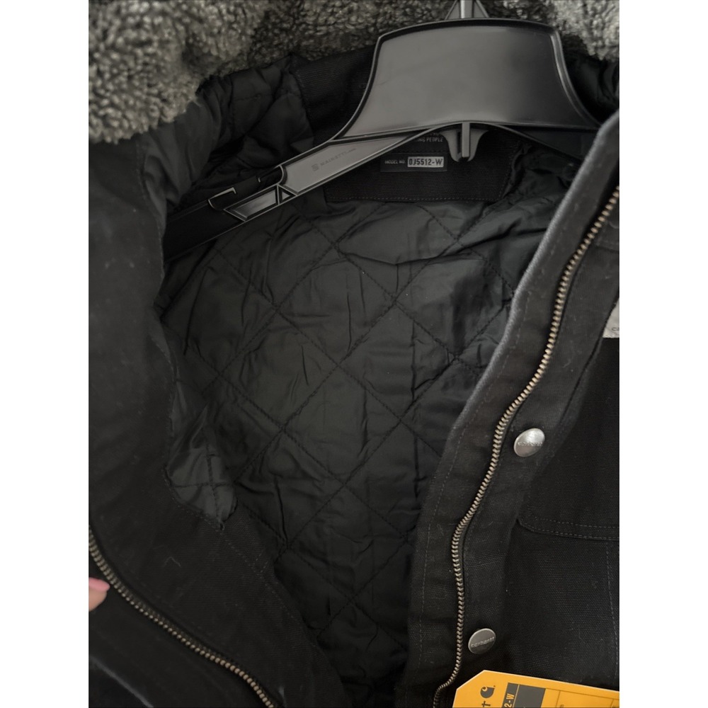 NWT Carhartt Washed Duck Coat Loose Fit Black Small 4-6 OJ5512-W - Picture 7 of 8